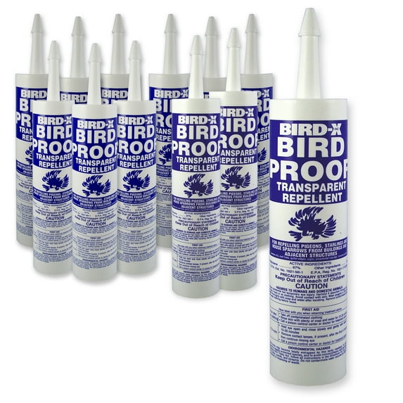 Bird-X Bird Proof Transparent Gel Bird Repellent 12 Tubes Prevents Bird Roosting Landing
