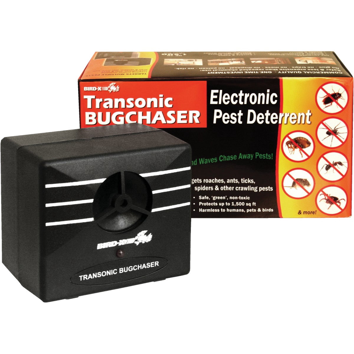 BIRD-X INC Bird-X Transonic Bug Chaser Ultrasonic Pest Repeller - Covers Up to 1,500 Sq Ft - Portable — Residential Use, Standard Application
