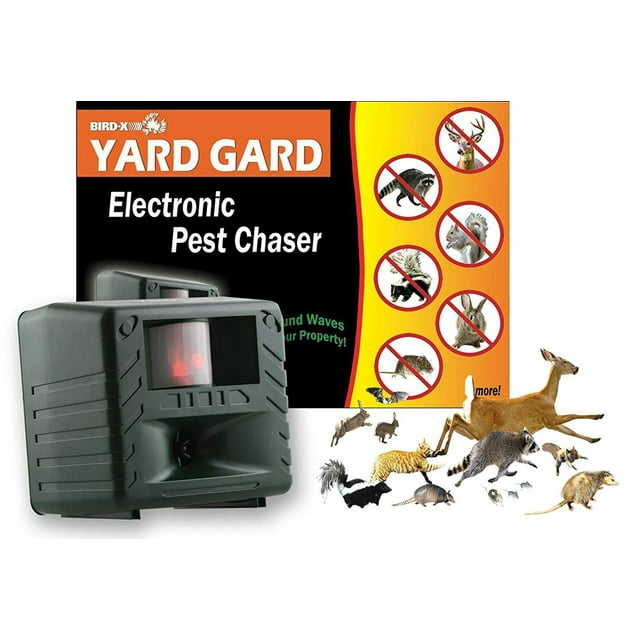 Bird-X Yard Gard Ultrasonic Electronic Animal Repeller 4000 Square Feet Deer Rabbits Skunks Squirrel Stray Cats