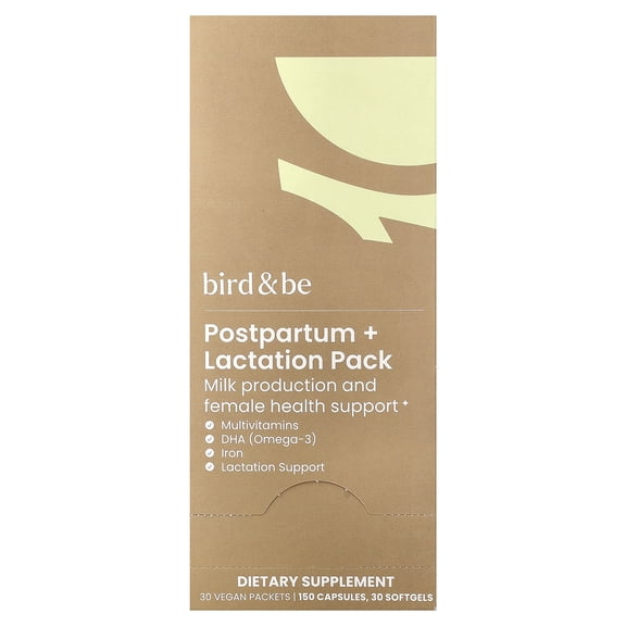 Bird and Be Postpartum + Lactation Pack, 30 Vegan Packets
