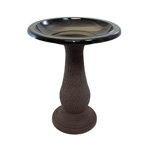 Bird and Beyond 24-Inch Antique Brown Fiber Clay Freestanding Bird Bath