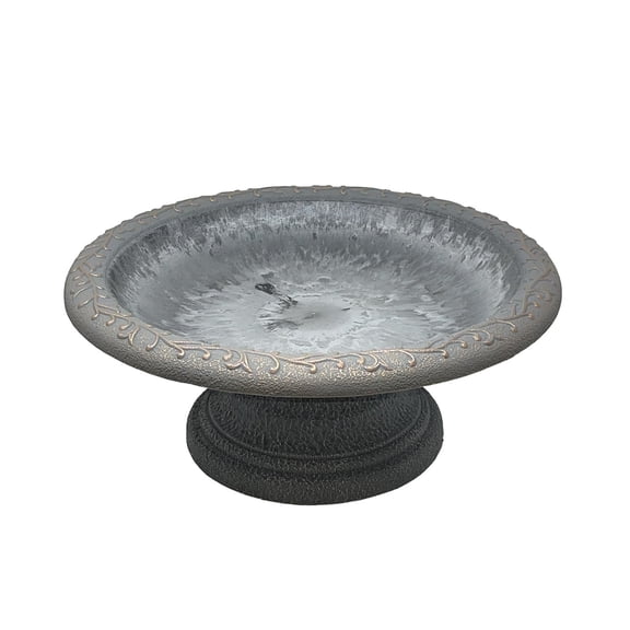 Birds and Beyond Dove Gray Lightweight Freestanding Clay Bird Bath Basin with 7.5"H Small Base Sand