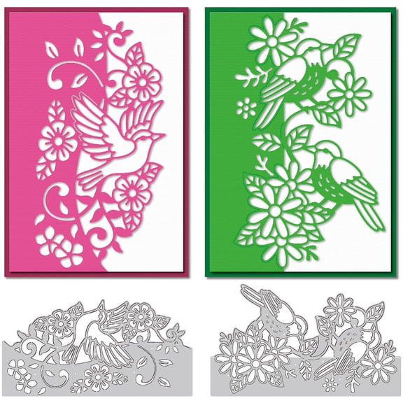 Bird and Flower Corners Cutting Dies Wildflower Daisy Card Making Die Stencil Carbon Steel Die Cuts Card Scrapbooking Embossing Template Dies