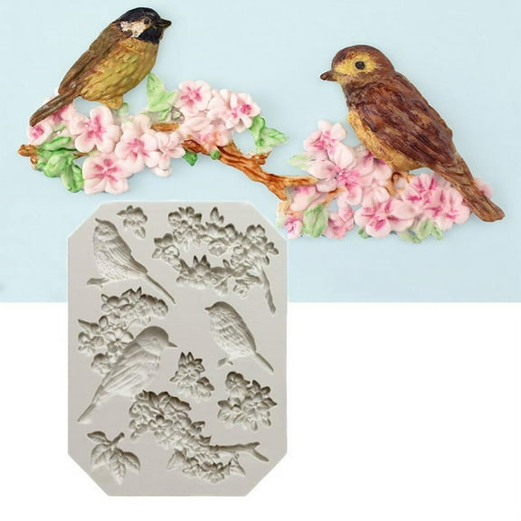 Bird and Flower Silicone Fondant Mold Cake Decor Tools Chocolate Gumpaste Mol WL
