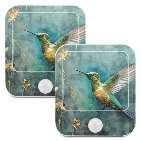 Bird and Flowers Green LED Motion Sensor Night Light Plug into Wall 2 Pack Auto Dusk to Dawn Adjustable
