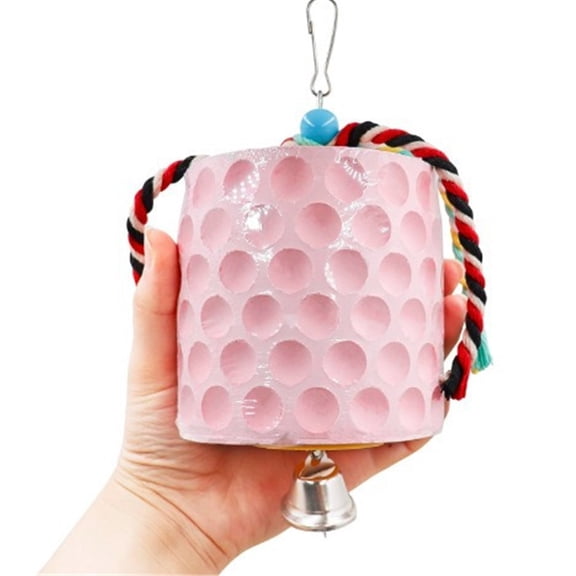 Bird chewing toys, parrot beak grinding calcium stones, with bells, birdcage accessories, parrot cub, hamster, Totoro cage toysPink
