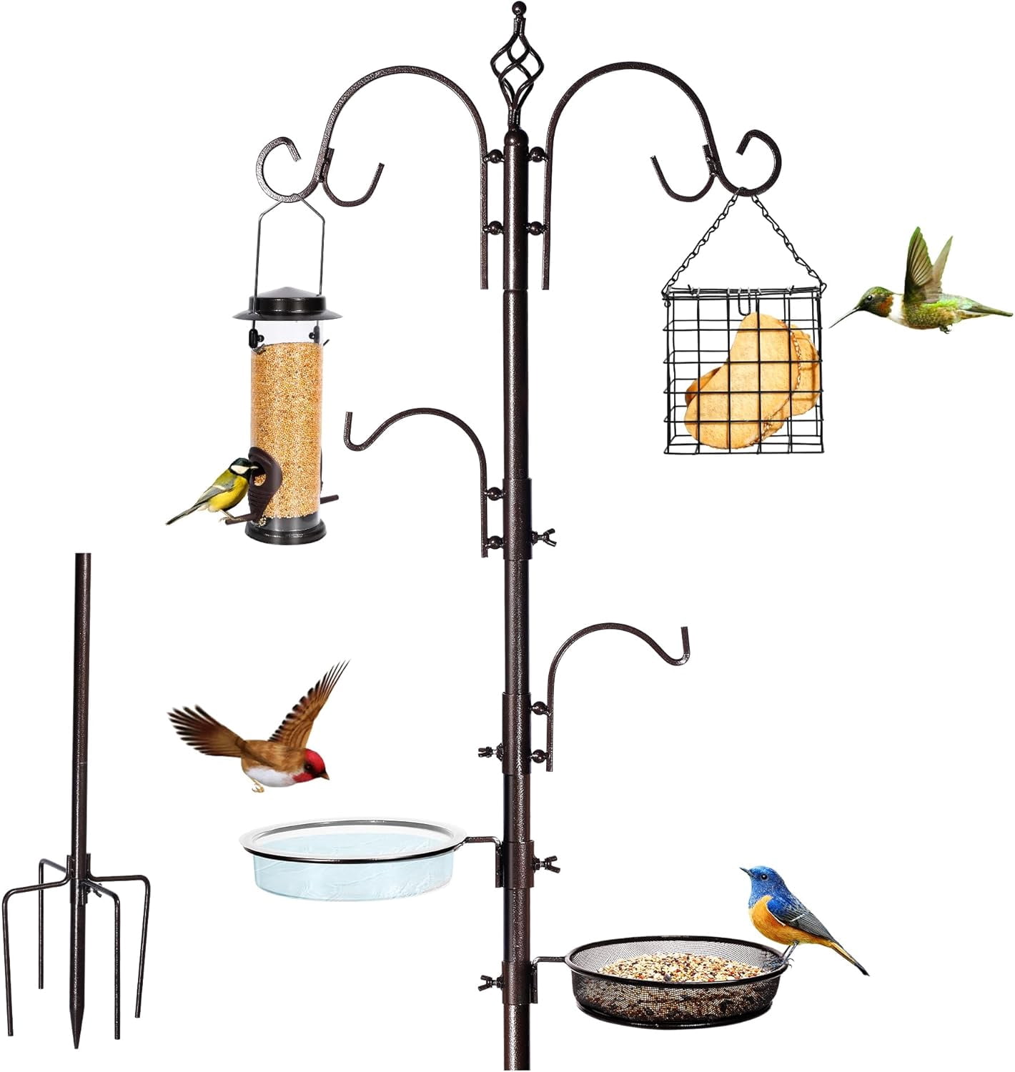Bird feeding kit, wild bird feeder stand pole, with feeder, bird bath, and net tray. Different specifications to choose from