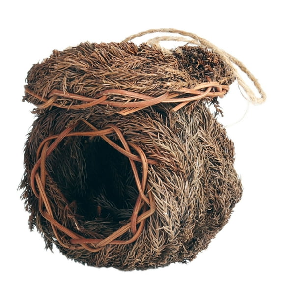 Bird for Outdoors Cedar Woven Hanging Roosting Pouch Garden With Rope Easy to Natural Wood Home Exterior