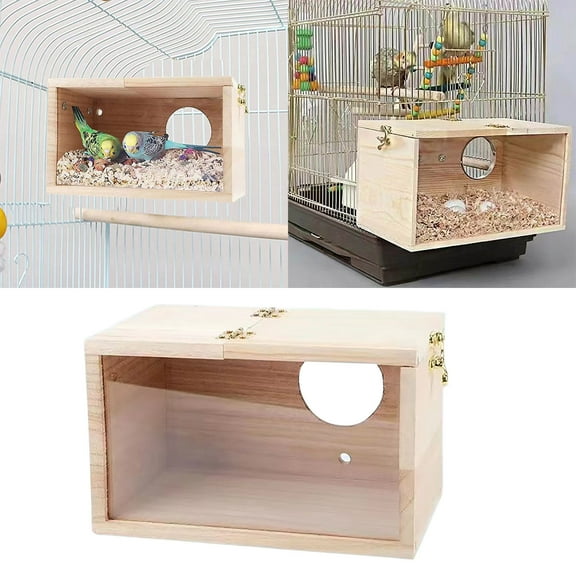 Bird for Small Birds Transparent Wooden Breeding Cage for Budgies Parrots Lovebirds Finches and Peques—Durable Nesting Display