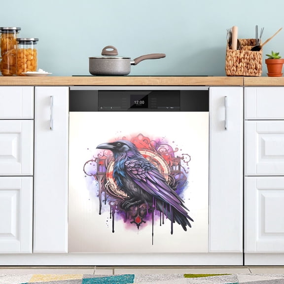 Bird in Clock Dishwasher Magnetic Covers Magnet Sticker Kitchen Decor Dishwasher Refrigerator Front Door Covers Decorative Magnetic 23" x 26"