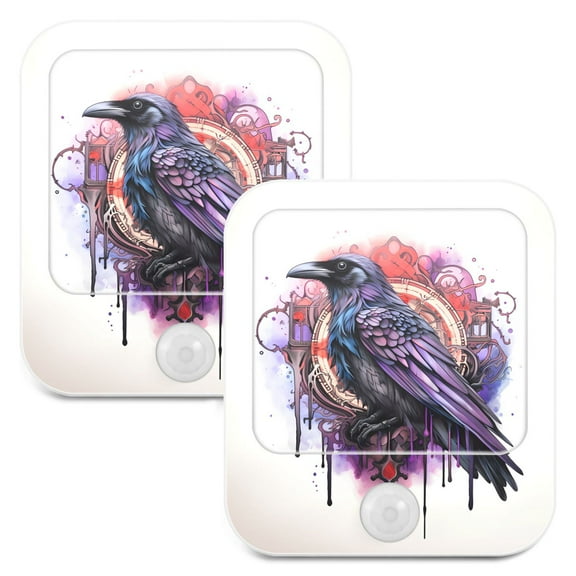 Bird in Clock Night Lights Plug into Wall LED with Auto Light Sensor Warm Light for Kids Hallway Bedroom Living Room Kitchen Bathroom Set of 2