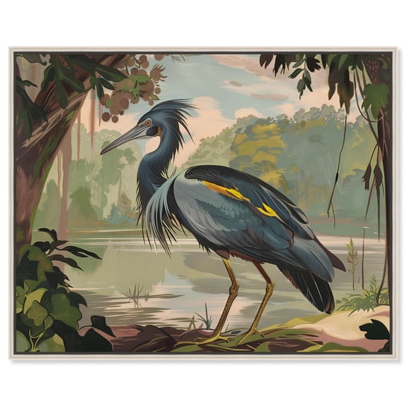 Bird in Fauna Canvas Print Landscape Art by Art Remedy, Silver Frame, 20 x 16