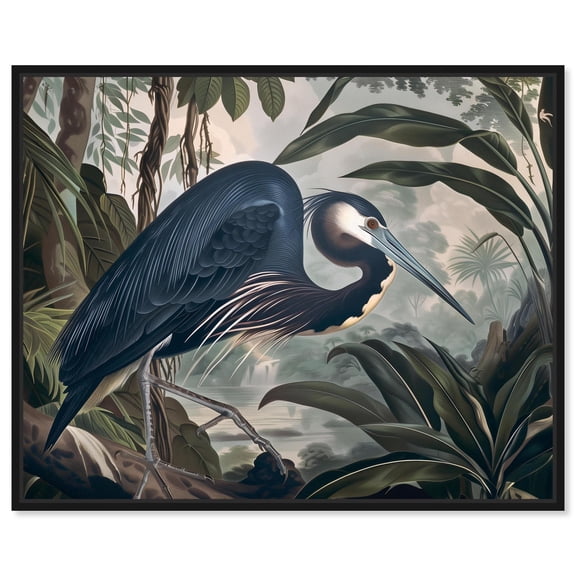 Bird in Fauna II Canvas Print Landscape Art by Art Remedy, Black Frame, 24 x 20