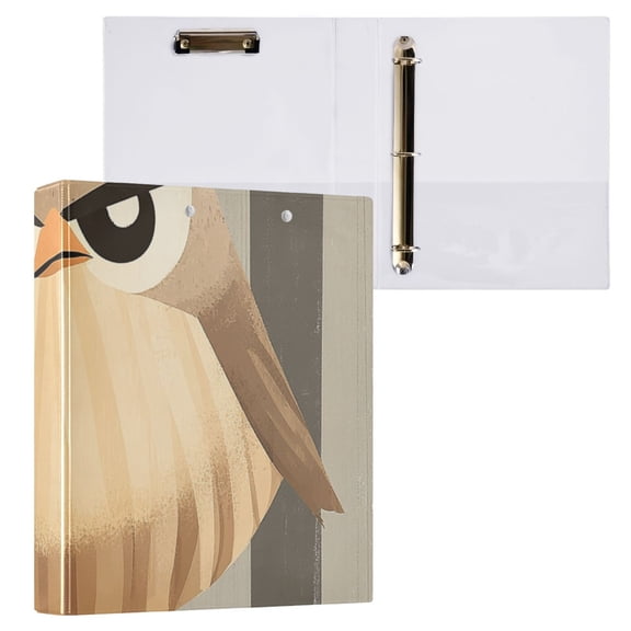 Bird in Stripe 3 Ring Binders 1.5 inch Hardcover File Folders with Interior Pockets A4 Size Organizer for School Office Hospital