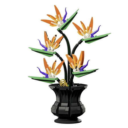Bird of Paradise Flower Building Blocks Set, Strelitzia Floral Display Model, Creative Birthday Gift, Home Office Table Centerpiece