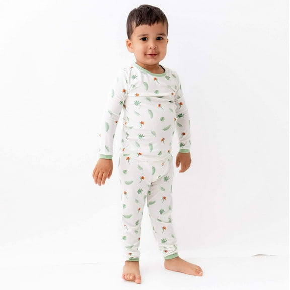 Bamboo Little Soft Toddler Pajama Set, Bamboo Viscose, Breathable, Long-Sleeve Pajamas, Bird of Paradise