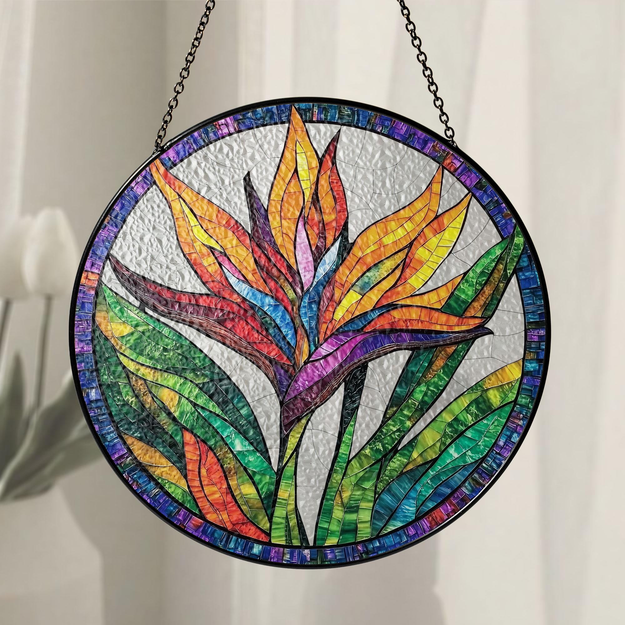 Bird of Paradise Stained Glass Suncatcher, Tropical Flower Art for Home ...