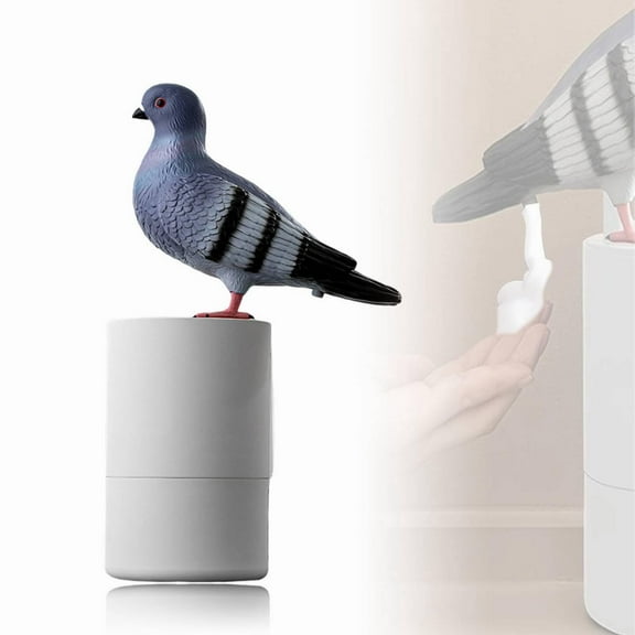 Bird of Peace Foam Soap Dispenser - Funny Pigeon Poop Induction Hand Washer Automatic Soap Dispenser for Kitchen & Bathroom (Gray)