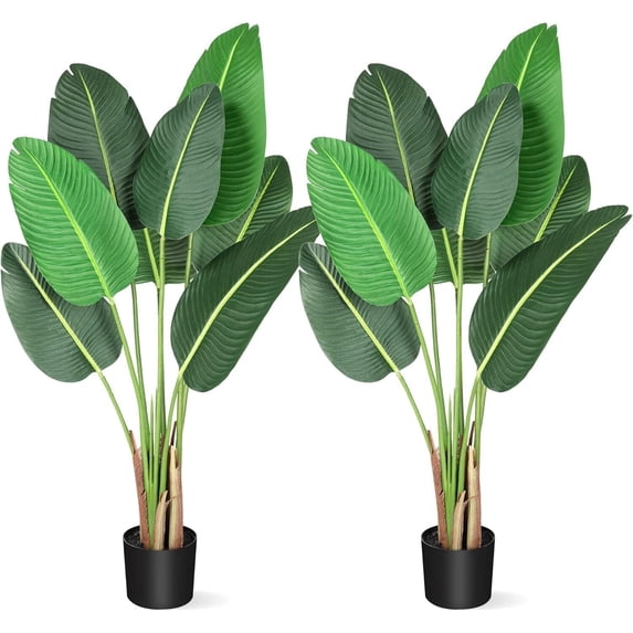 Bird of paradise plant green, tropical artificial plant for indoor home living room and office decoration