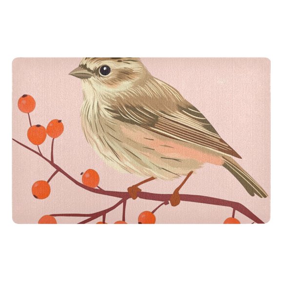 Bird on A Branch with Berries Floor Door Mat Outdoor Indoor for Home Entrance Welcome Mats 32"x20"