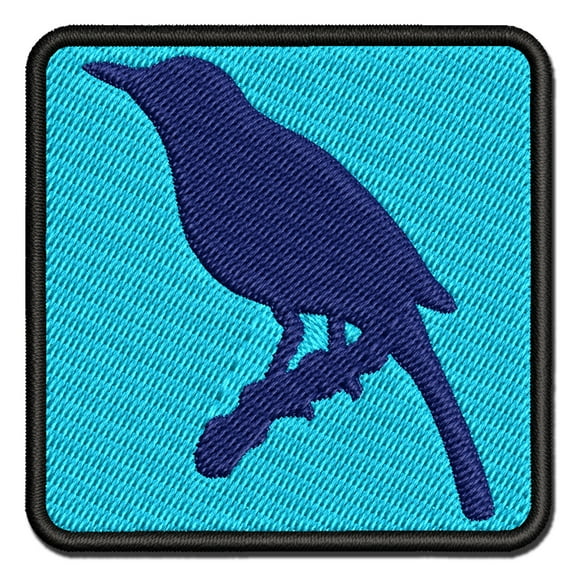 Bird on Branch Solid Applique Multi-Color Embroidered Iron-On Patch - 3.5 Inch Large