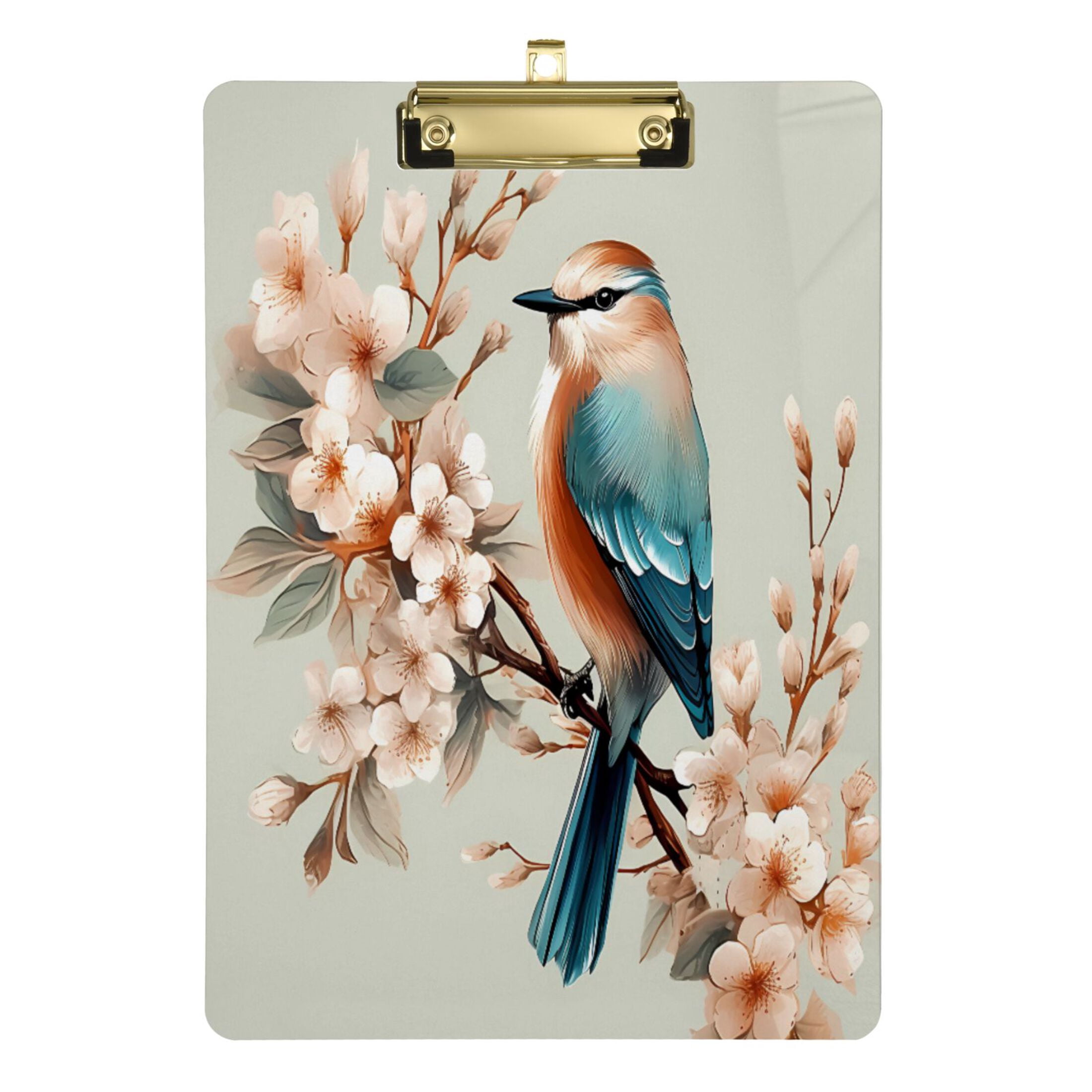 Robust Birds Retro Mushrooms Acrylic Clipboard – A4 Size With Low Profile Clip, Cute Office & School Supplies