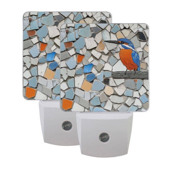 Bird on Tree Branch Print LED Night Light with Smart Sensor Plug Into Wall Dusk to Dawn 2 packs