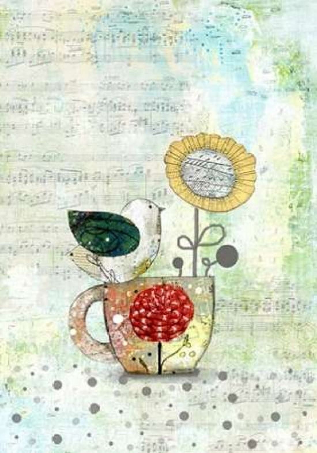 Bird on a Tea Cup Canvas Art - Sarah Ogren (20 x 28)