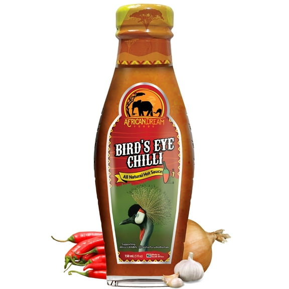 Bird's Eye Chilli Hot Sauce by African Dream Foods | All-Natural Hot Sauce | Made in Africa | 5 fl oz Glass Bottle