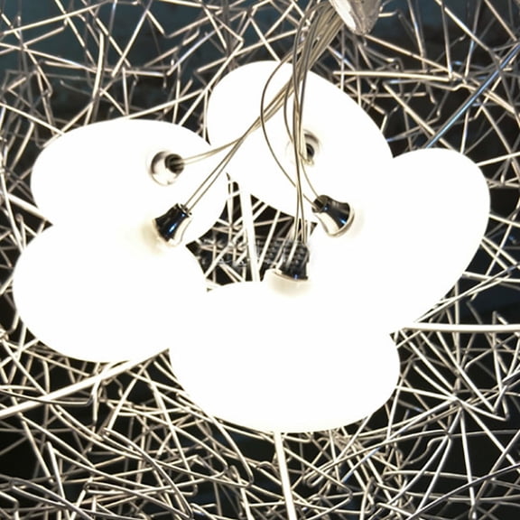 Bird's Nest Chandelier, 40cm Modern LED Pendant Light, Silver Metal Glass Art Lamp, Adjustable Height, 5 x G4 LED Bulbs Included, for Dining Living Room Bedroom
