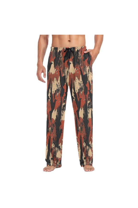 Bird's Shadow Mens Cotton Pajama Pants Long Staple Lightweight Sleep Bottoms with Pockets Breathable