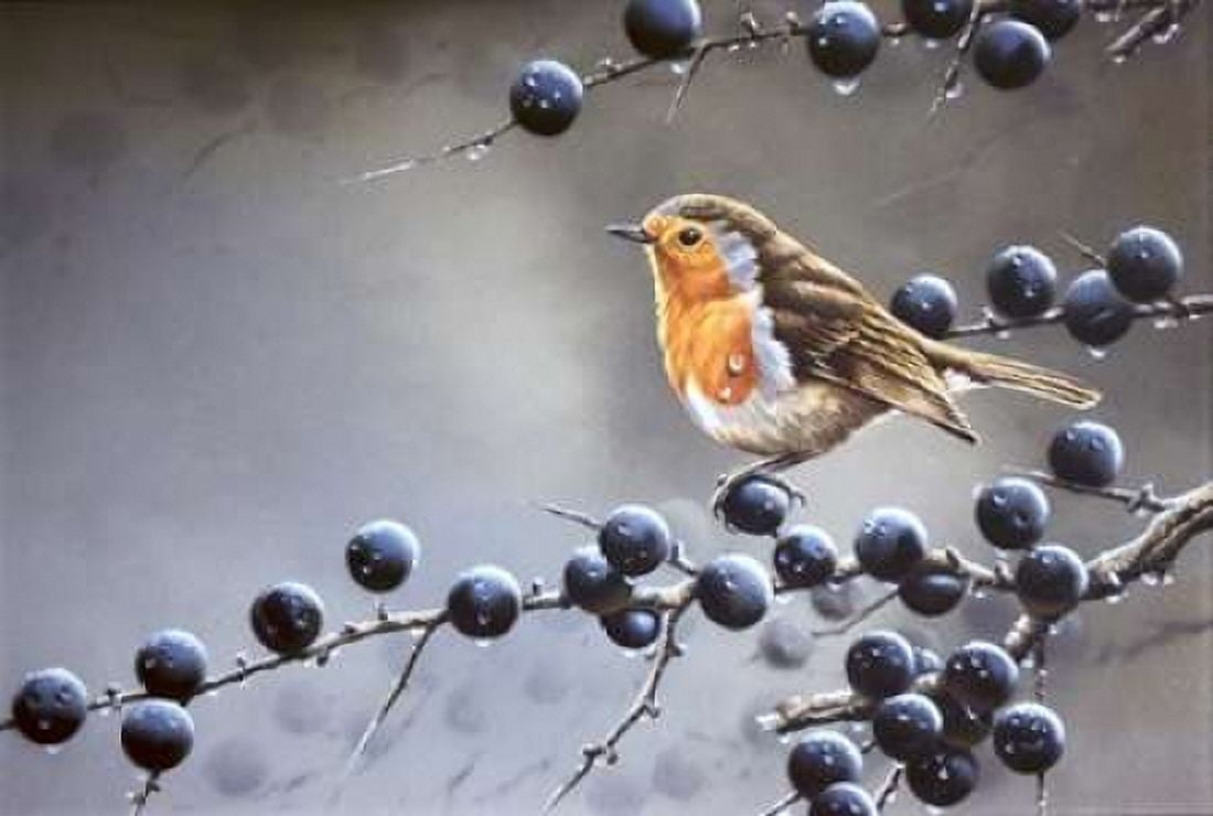 Bird sitting on vinetree Canvas Art - Jan Weenink (20 x 28)