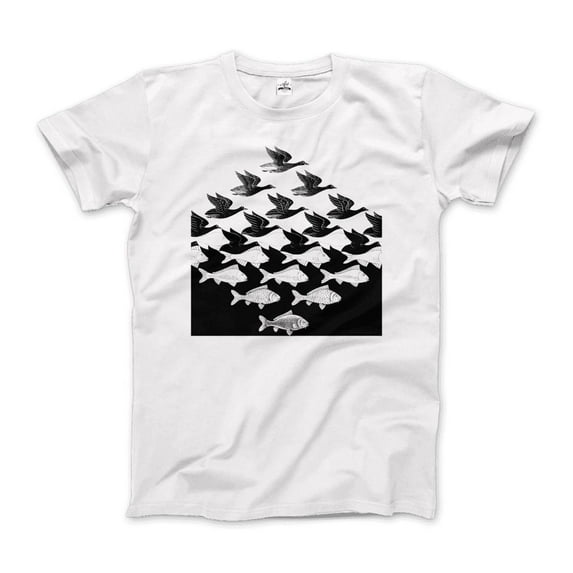 Bird to Fish Optical Illusion Tee, Geometric Transformation Line Art ...