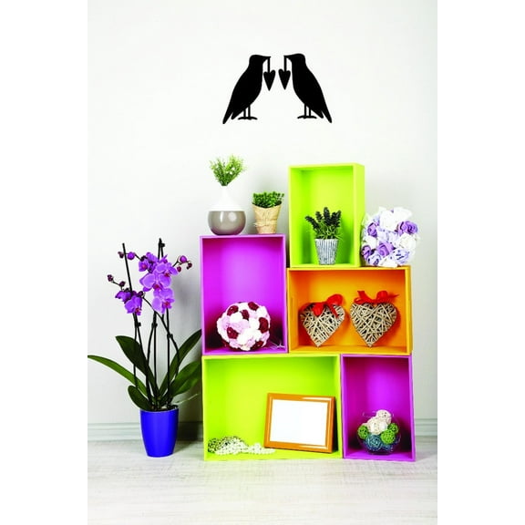 Bird with Hearts Peel & Stick Sticker Home Decor Art Vinyl Wall Decal 10x20 Inches