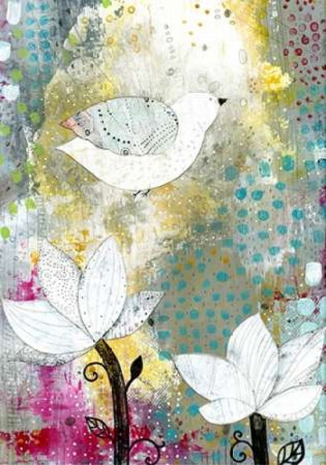 Bird with Lotus Flowers Canvas Art - Sarah Ogren (20 x 28)