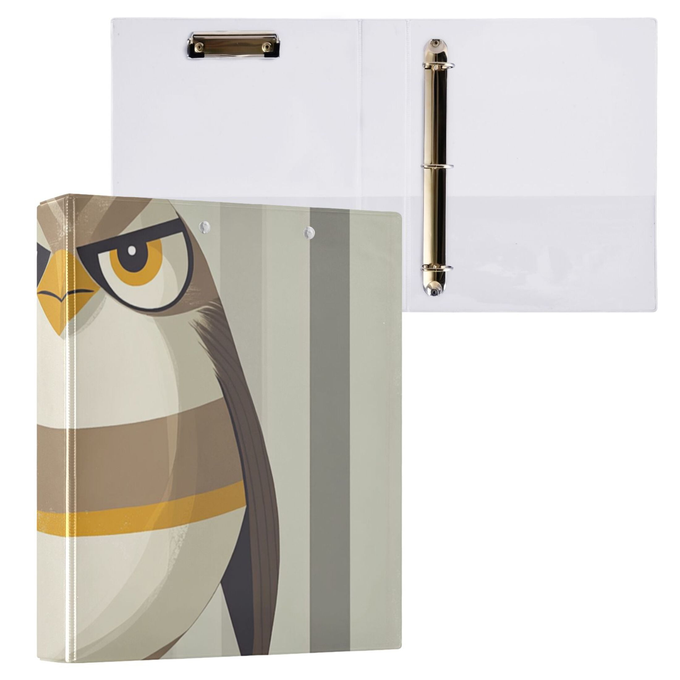 Bird with Stripe 3 Ring Binders 1.5 inch Hardcover File Folders with Interior Pockets A4 Size Organizer for School Office Hospital