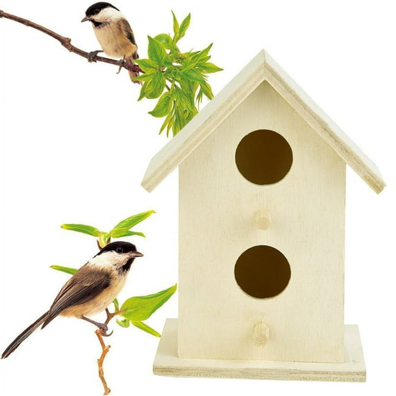 BirdHouses for Outside with Pole, Wood Birdhouse for Outdoors Hanging Garden Patio Decorative for Swallow Sparrow Hummingbird Throstle Outdoor Nesting Box