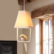 BirdLume Cute Bird Pendant Light, Linen Fabric Shade LED Pendant Lamp, 1/2-Bird for Bedroom & Dining Room
