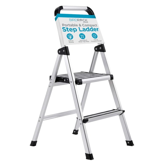 BirdRock Brands Home Aluminum Step Ladder, Silver