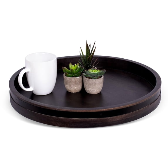 BirdRock Home 18" Wooden Lazy Susan - Black Wood with Iron Accents