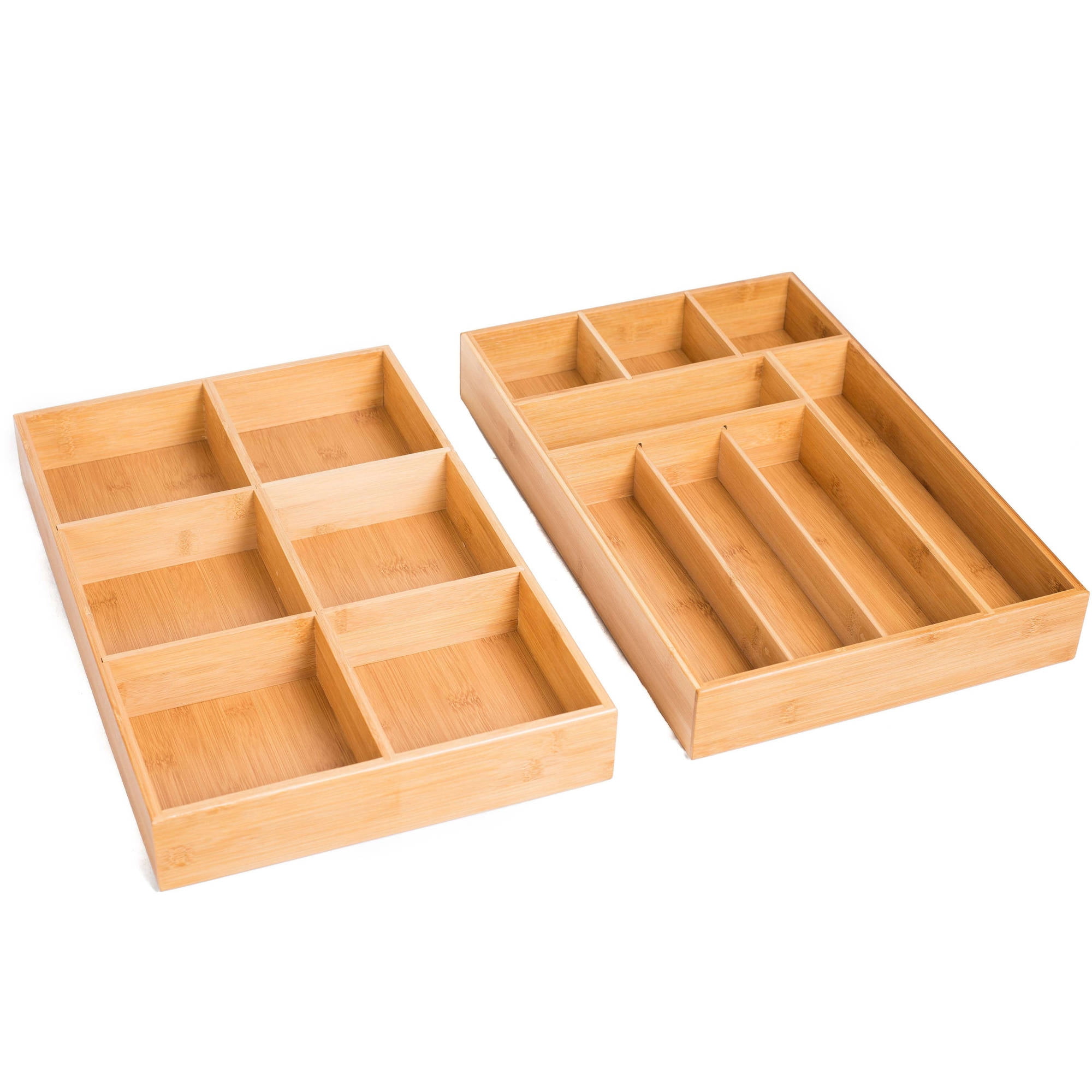 Natural Bamboo Adjustable Drawer Organizer Set, 18 Inch