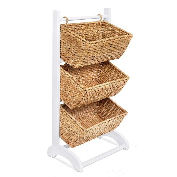 BirdRock Home 3-Tier Abaca Storage Cubby - 3 Baskets - Natural