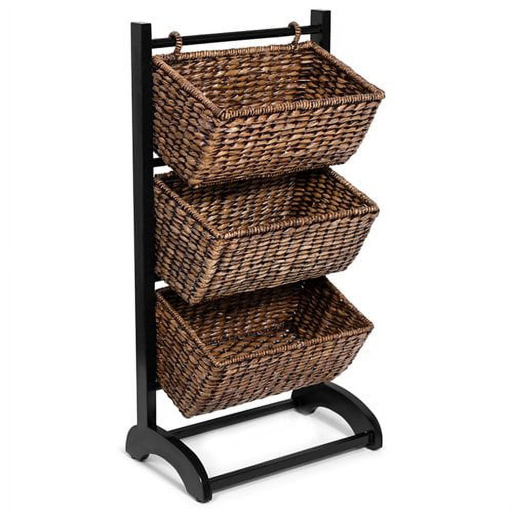 BirdRock Home 3-Tier Abaca Storage Organizer Shelf - Espresso Brown ...