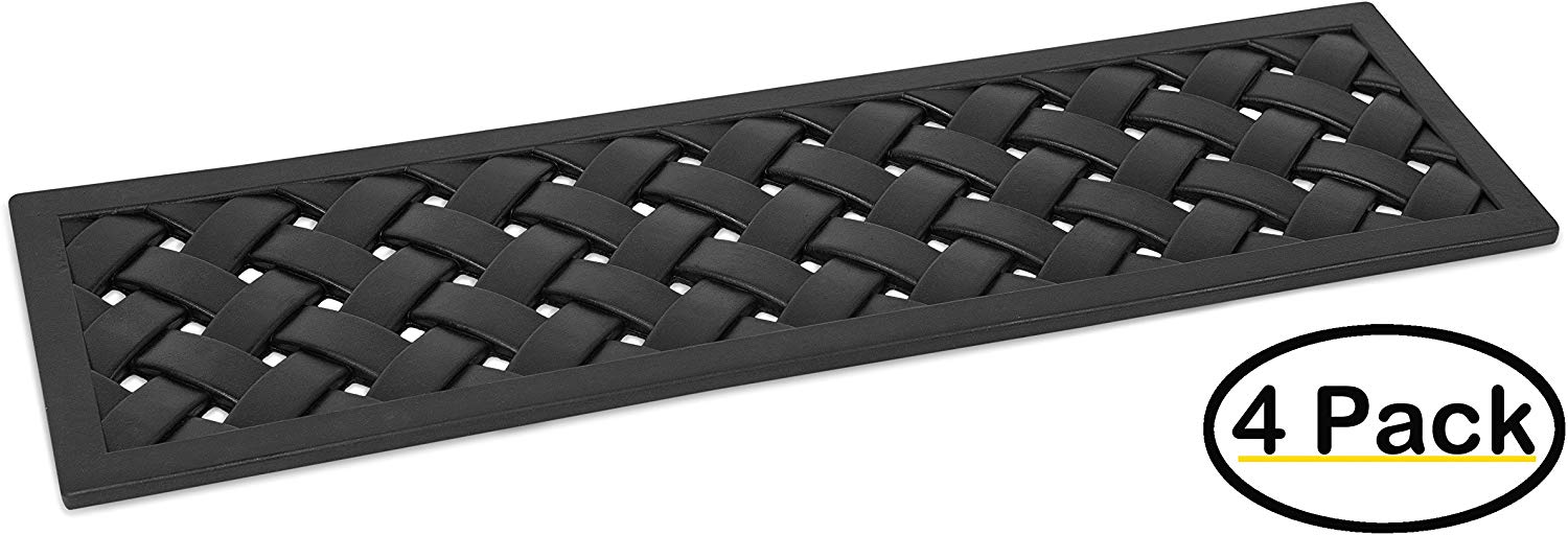 BirdRock Home 4Pack Rubber Stair Mat with Basket Weave Design 10 x