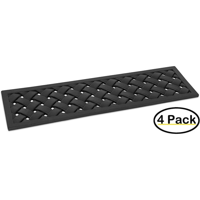 BirdRock Home 4-Pack Rubber Stair Mat with Basket Weave Design - 10 x ...