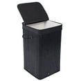 thumbnail image 1 of BirdRock Home Bamboo Square Laundry Hamper with Lid and Cloth Liner - Black, 1 of 5