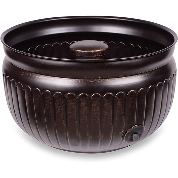 BirdRock Home decorative water hose pot distressed bronze steel metal for 100 ft hose
