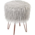 thumbnail image 1 of BirdRock Home Faux Fur Foot Stool Ottoman with Hair Pin Legs - Silver, 1 of 9
