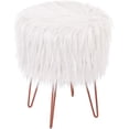 thumbnail image 1 of BirdRock Home Faux Fur Foot Stool Ottoman with Hair Pin Legs - White, 1 of 7