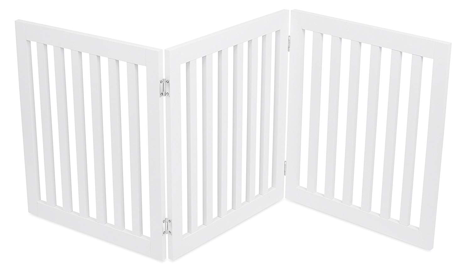 White 24" Freestanding Folding Wood Pet Gate